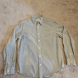 Timberland Men's Olive Green/White Checked Button Down Long Sleeve Shirt Medium